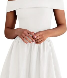 Women Summer Sexy Off Shoulder Bubble Dress 2026 Knit and Woven Cocktail Party Mini Dresses with Pockets
