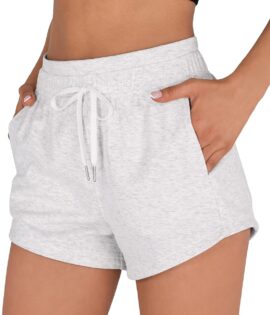 Women Sweat Shorts with Pockets Cotton French Terry Drawstring Summer Workout Casual Lounge Shorts
