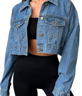 Women Denim Jacket Button Down Long Sleeve Loose d Jean Jacket Coats with Pocket